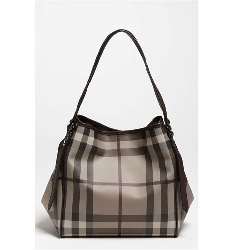 smoked check tote bag burberry|Burberry Check and leather bag.